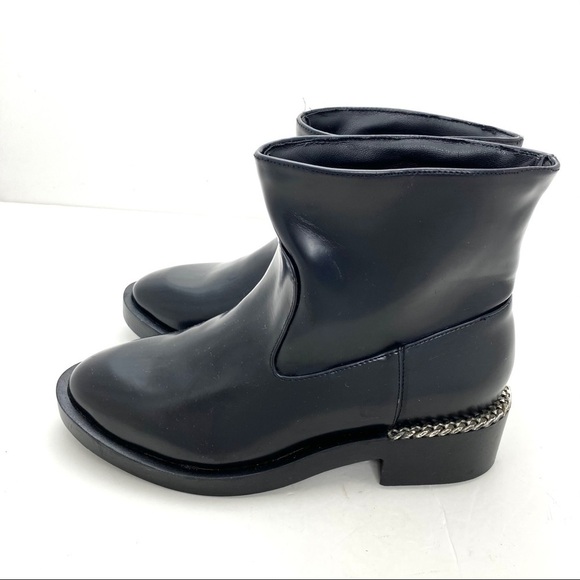 Zara Vegan Leather Moto Platform Ankles Boots BK - Picture 6 of 12